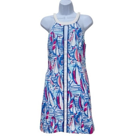 Lilly Pulitzer Dresses & Skirts - Lilly Pulitzer Pearl Shift Red Right Return – Size 6- Blue Pink Sailboat Print